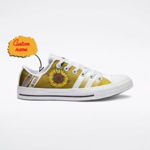 Sunflower Custom Name White Canvas Shoes Men & Women Men's Shoes US6