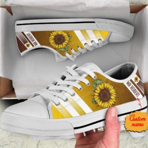 Sunflower Custom Name White Canvas Shoes Men & Women Women's Shoes US6
