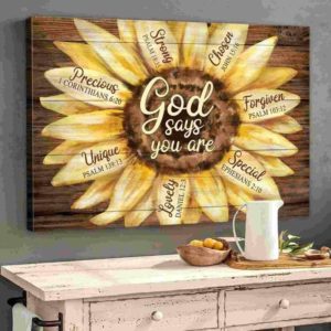 Sunflower God Says You Are Canvas Wall Art Landscape Canvas Yellow 12x8