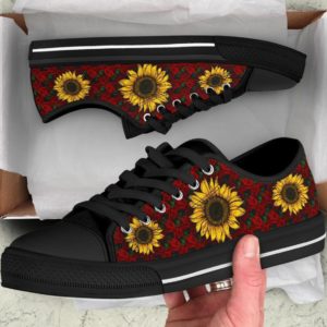Sunflower Rose Black Low Top Canvas Shoes Men & Women Women's Shoes US6