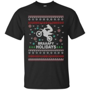Superman Braaapy Holidays Dirt Bike Christmas Shirt Unisex T-Shirt Black S