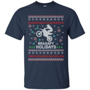 Superman Braaapy Holidays Dirt Bike Christmas Shirt Unisex T-Shirt Navy S