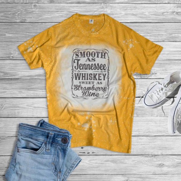 Tennessee Whiskey Sweet As Strawberry Wine Bleached T-Shirt Bleached T-Shirt Gold XS