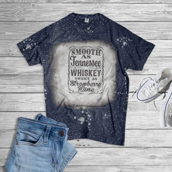 Tennessee Whiskey Sweet As Strawberry Wine Bleached T-Shirt Bleached T-Shirt Navy XS