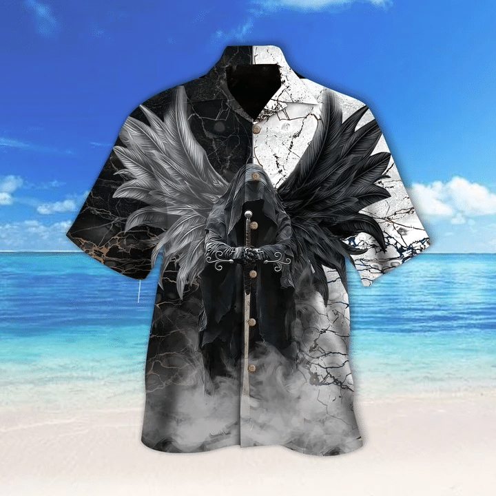 The Death Smoke Hawaiian Shirt Style: Short-Sleeve Hawaiian Shirt, Color: Black