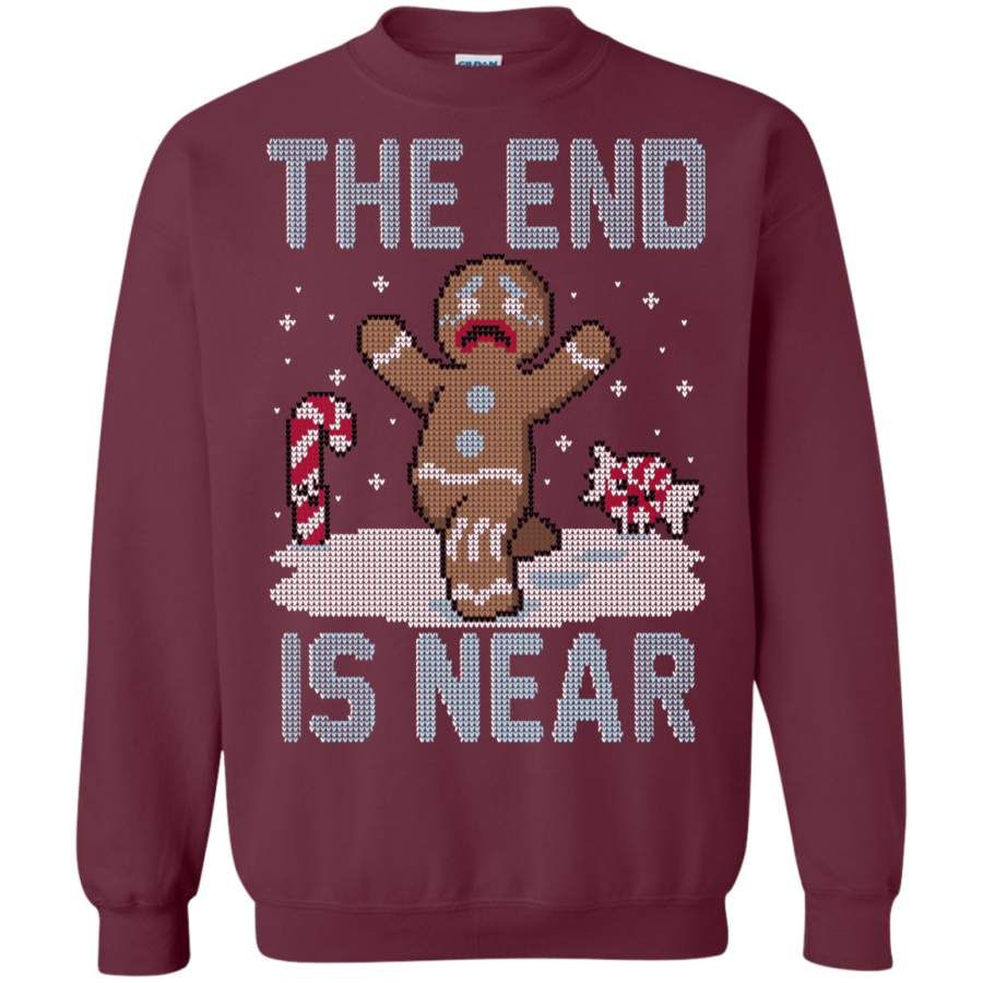 The End Is Near Sweatshirt - Gingerbread man Style: Sweatshirt, Color: Maroon