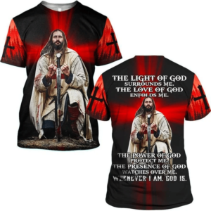 The Light Of God Surrounds Me The Power Of God Protect Me All Over Print 3D Shirt 3D T-Shirt Red S
