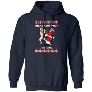 There Can Only Be One Jesus And Santa Fencing Shirt Hoodie Navy S
