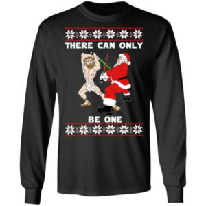 There Can Only Be One Jesus And Santa Fencing Shirt Long Sleeve Black S