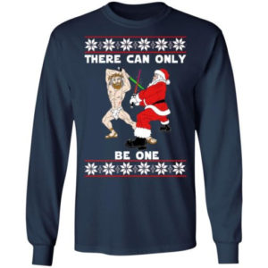 There Can Only Be One Jesus And Santa Fencing Shirt Long Sleeve Navy S