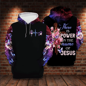 There Is Power in The Name Of Jesus Cross Flower All Over Print 3D Shirt 3D Hoodie Black S
