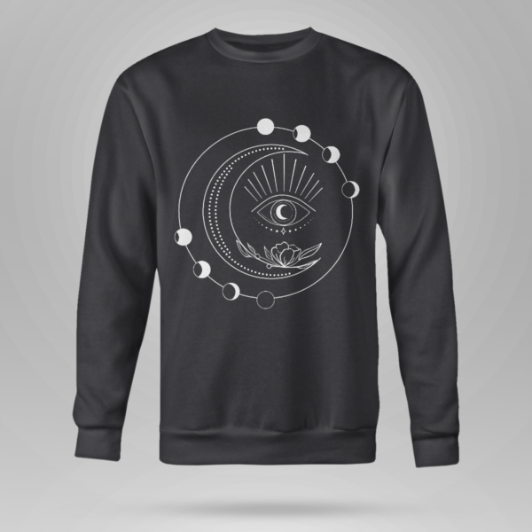 Third Eye Moon Phases Phase Strappy Shirt Crewneck Sweatshirt Black S