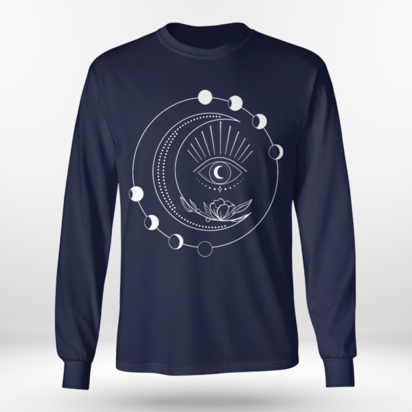 Third Eye Moon Phases Phase Strappy Shirt Long Sleeve Tee Navy S