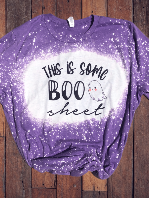 This is some BOO Sheet Funny Halloween Bleached Shirt Bleached T-Shirt Purple XS