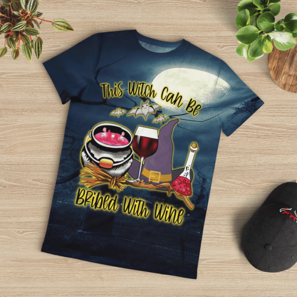 This Witch Can Be Bribed With Wine 3D All Over Print Shirt product photo 4