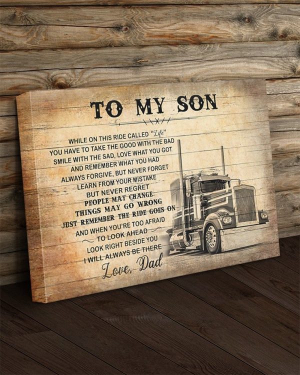 To My Son from Love Dad Truck Driver Canvas Wall Art product photo 3