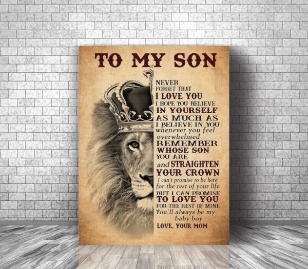 To My Son Never Forget I Love You Canvas Lion Son Canvas Landscape Canvas Grey 12x8