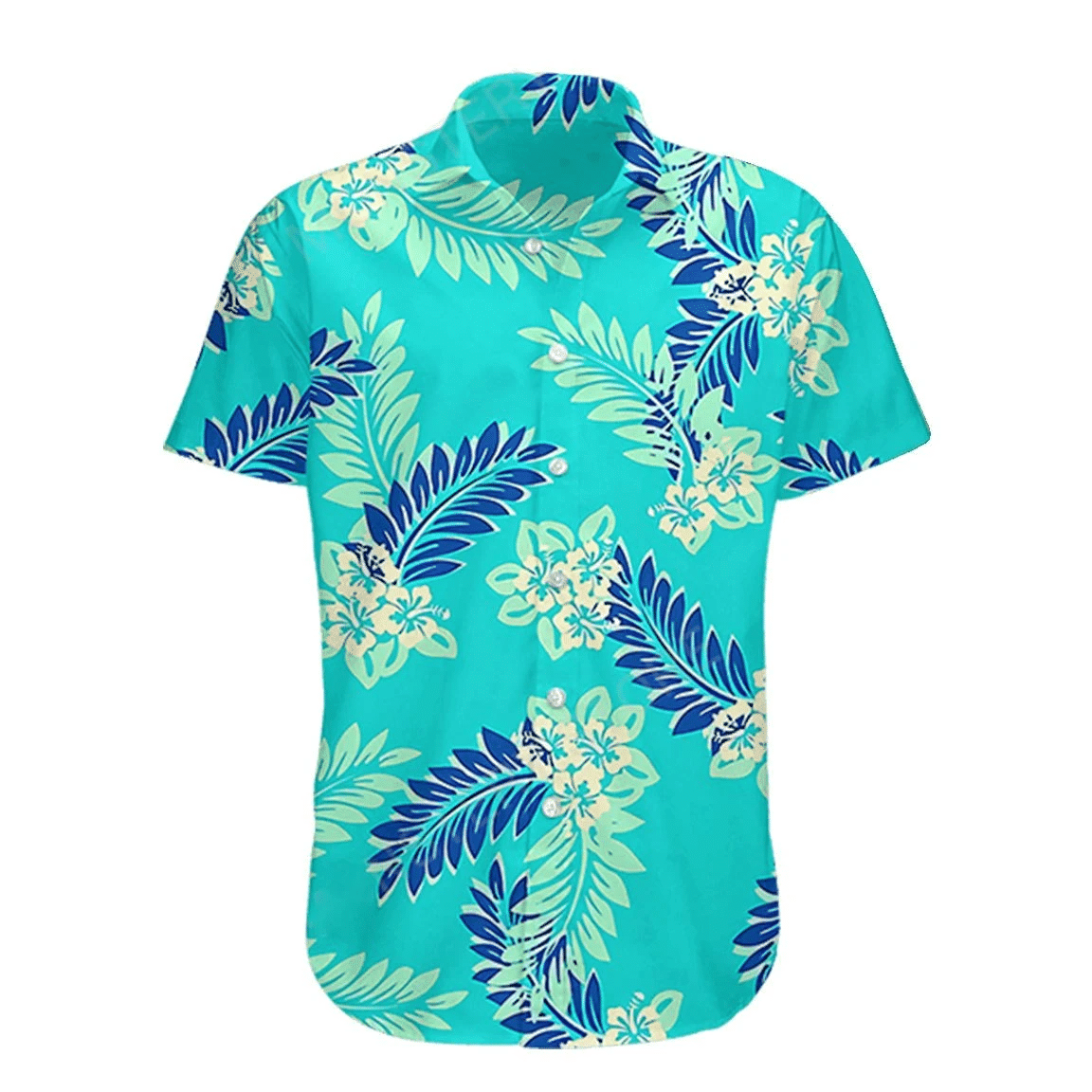 Tommy Vercetti GTA Vice City Hawaiian Shirt Style: Short Sleeve Hawaiian Shirt, Color: Light Blue
