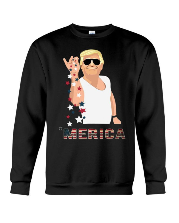 Trump Bae Salt Merica American Flag Shirt Crewneck Sweatshirt Black S