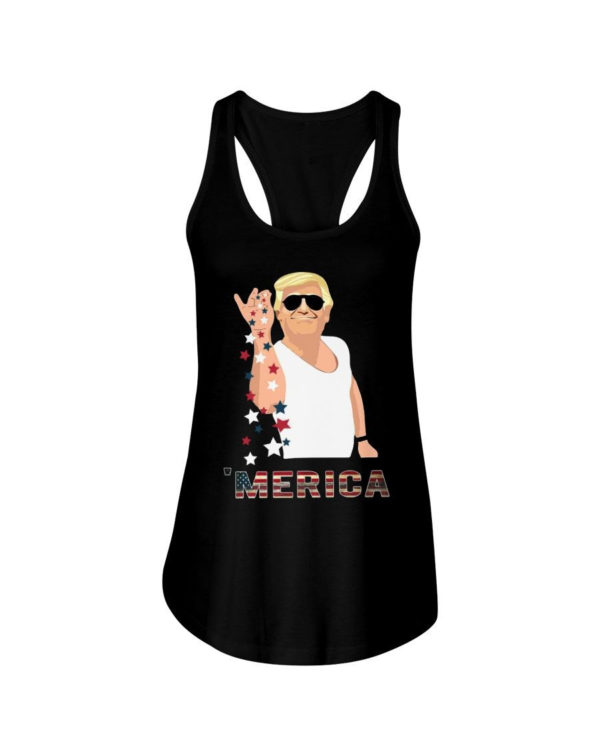 Trump Bae Salt Merica American Flag Shirt Ladies Flowy Tank Black S