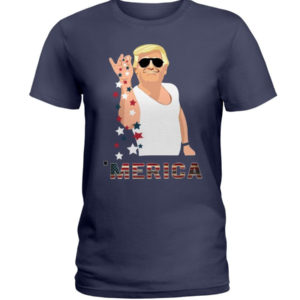 Trump Bae Salt Merica American Flag Shirt Ladies T-Shirt Navy S