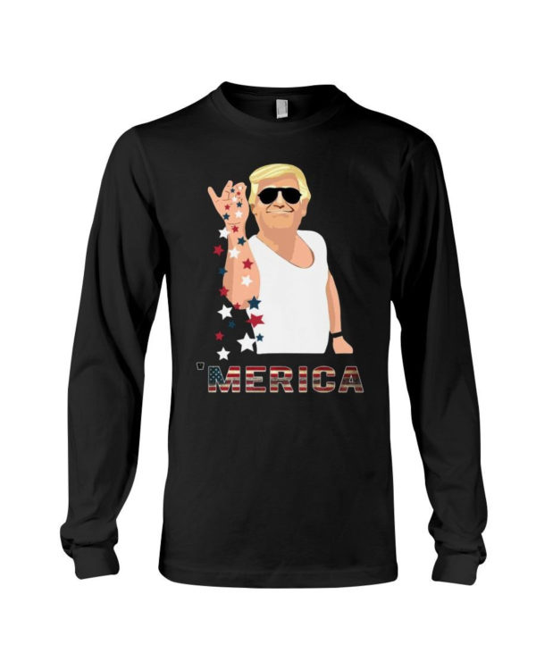 Trump Bae Salt Merica American Flag Shirt Long Sleeve Tee Black S
