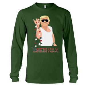 Trump Bae Salt Merica American Flag Shirt Long Sleeve Tee Forest Green S