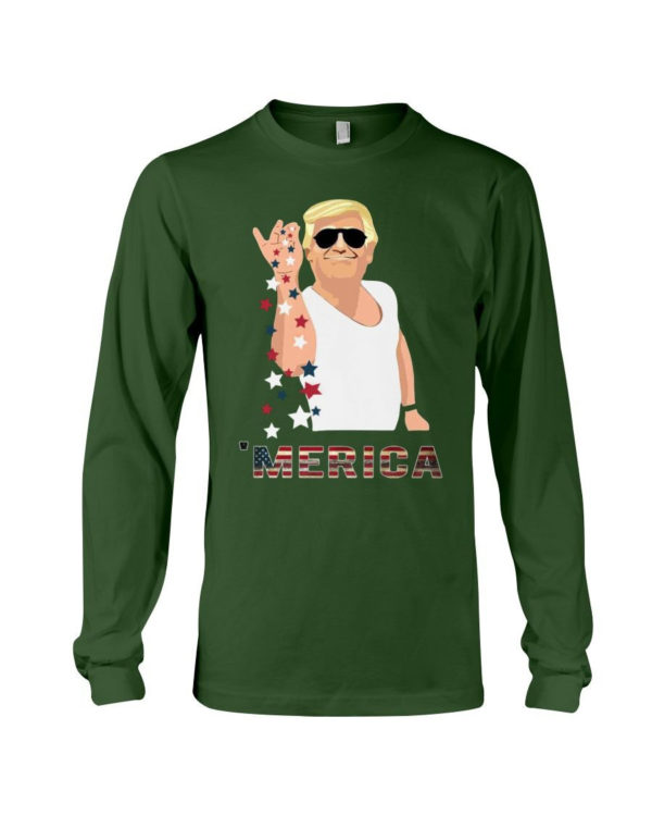 Trump Bae Salt Merica American Flag Shirt Long Sleeve Tee Forest Green S