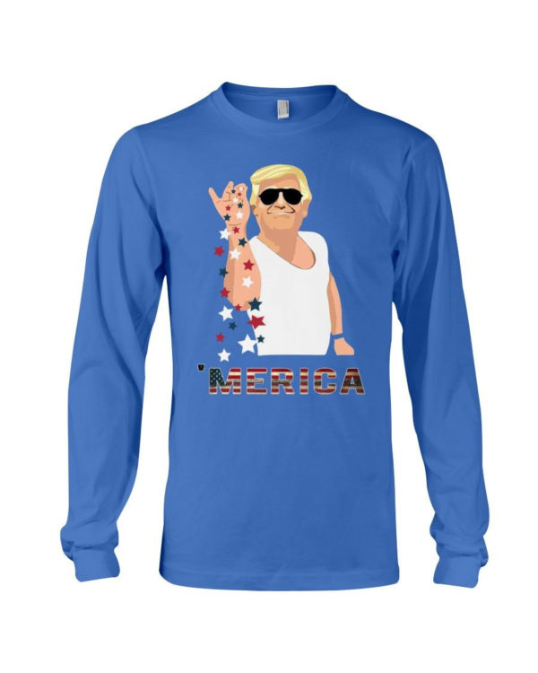 Trump Bae Salt Merica American Flag Shirt Long Sleeve Tee Royal Blue S