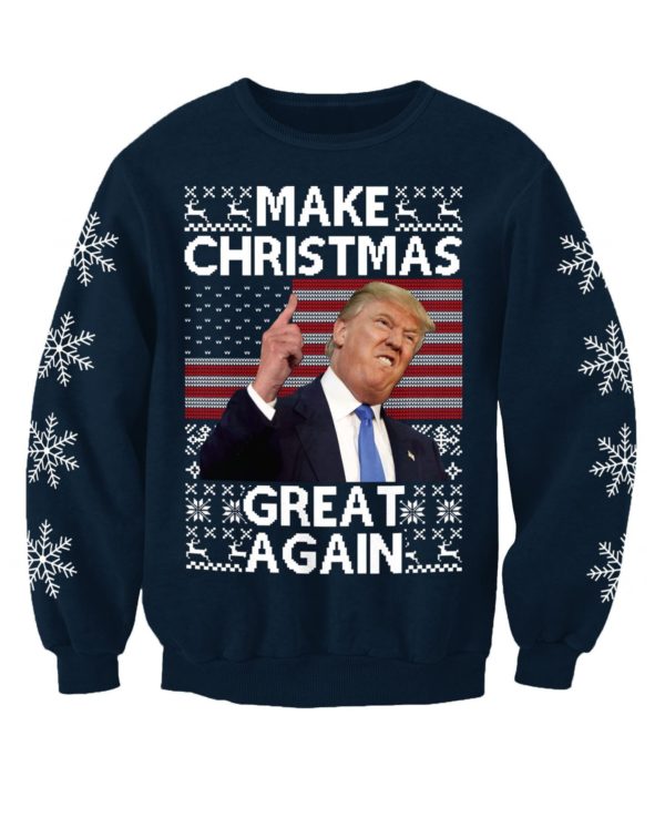 Trump Make Christmas Great Again Christmas Sweater AOP Sweater Navy S