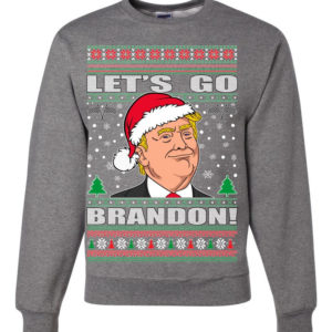 Trump Ugly Christmas Let's Go Brandon Christmas Sweatshirt Sweatshirt Heather Grey S
