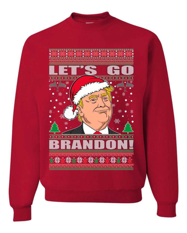 Trump Ugly Christmas Let's Go Brandon Christmas Sweatshirt Sweatshirt Red S