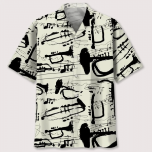 Trumpet Instrument Hawaiian Shirt Short-Sleeve Hawaiian Shirt White S