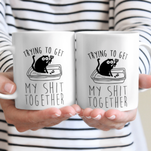 Trying To Get My Shit Together Black Cat Coffee Mug product photo 1
