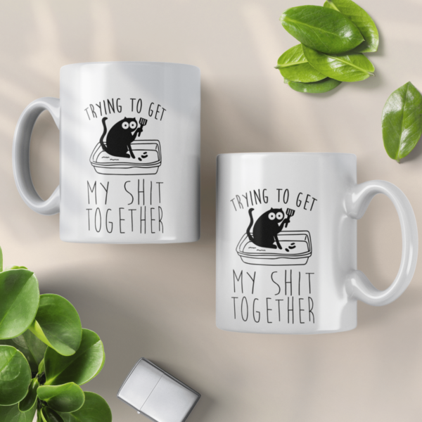 Trying To Get My Shit Together Black Cat Coffee Mug product photo 4
