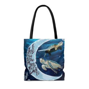 Turtle In The Sea, I Love You To The Moon And Back All Over Print Tote Bag product photo 1