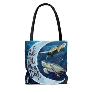 Turtle In The Sea, I Love You To The Moon And Back All Over Print Tote Bag product photo 3