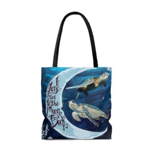 Turtle In The Sea, I Love You To The Moon And Back All Over Print Tote Bag product photo 5