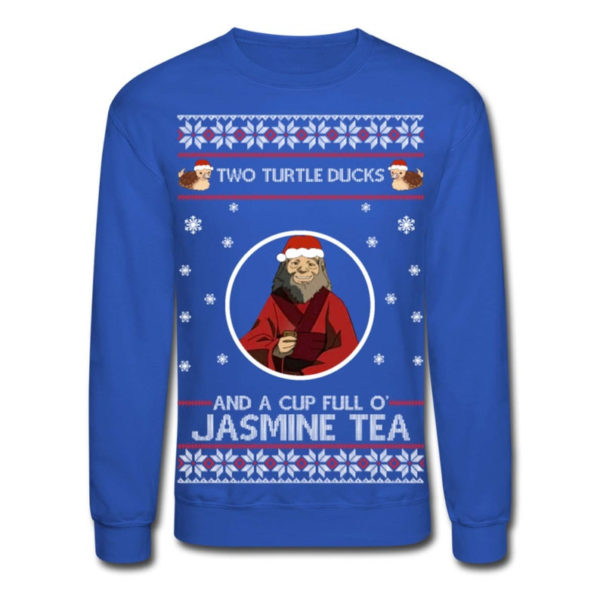 Two Turtle Ducks And A Cup Full O' Jasmine Tea Christmas Sweatshirt Sweatshirt Blue S