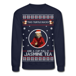 Two Turtle Ducks And A Cup Full O' Jasmine Tea Christmas Sweatshirt Sweatshirt Navy S