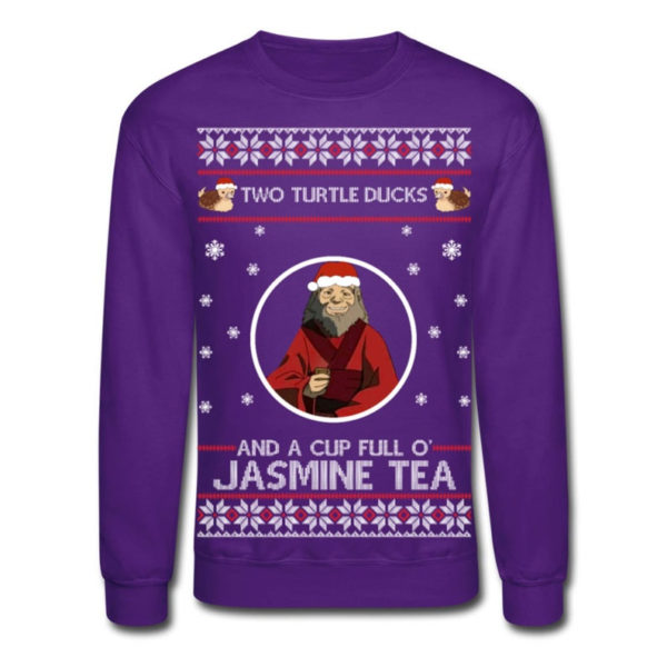 Two Turtle Ducks And A Cup Full O' Jasmine Tea Christmas Sweatshirt Sweatshirt Purple S
