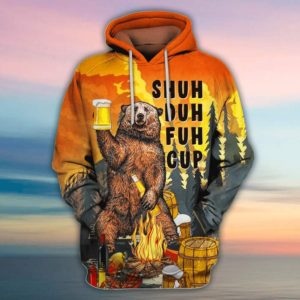 Ugly Bear Shuh Duh Fuh Cup Bear Camping Party All Over Print 3D Hoodie 3D Hoodie Yellow S