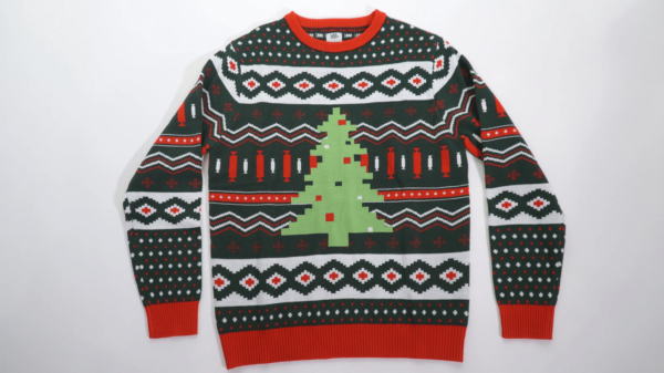 Ugly Pixelated Christmas Tree Sweater AOP Sweater Black S