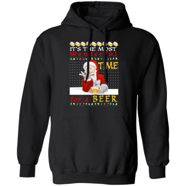 Ugly Santa It’s The Most Wonderful Time For A Beer Christmas Shirt Hoodie Black S
