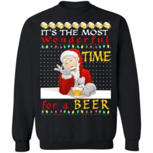 Ugly Santa It’s The Most Wonderful Time For A Beer Christmas Shirt Sweatshirt Black S