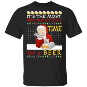 Ugly Santa It’s The Most Wonderful Time For A Beer Christmas Shirt Unisex T-Shirt Black S