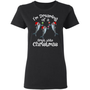 Ugly Shark I’m Dreaming Of A Great White Christmas Shirt Ladies T-Shirt Black S
