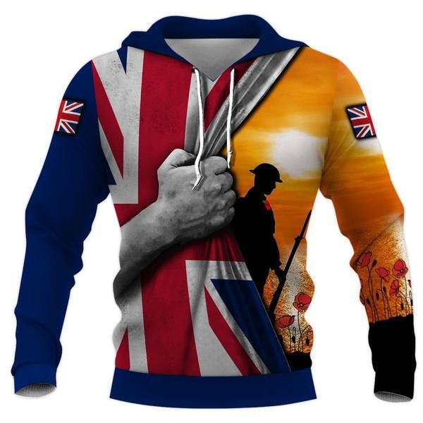 Uk Flag Soldier Sunset 3D Full Printing Shirt 3D Hoodie Black S