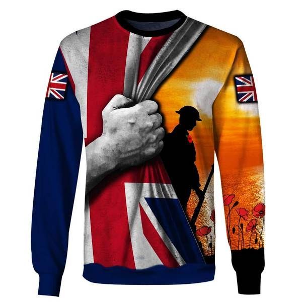 Uk Flag Soldier Sunset 3D Full Printing Shirt 3D Sweatshirt Black S