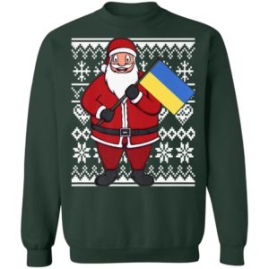 Ukraine Flag Santa Ukrainian Christmas Shirt Sweatshirt Forest Green S